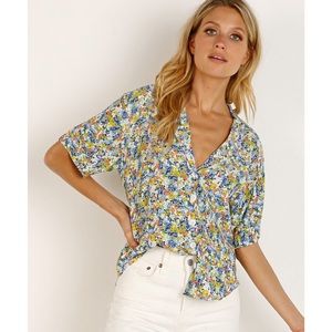 Faithfull The Brand Sz 4 Ostuni Vionett Floral Print Shirt Top Button Up Boho